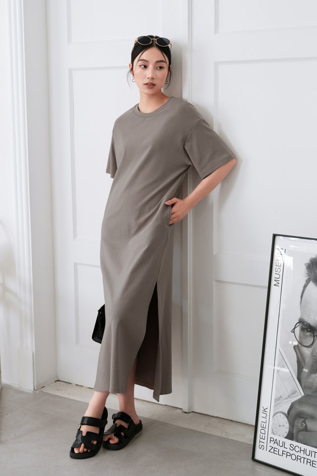 OLLIE OVERSIZED DRESS (STONE GREY)