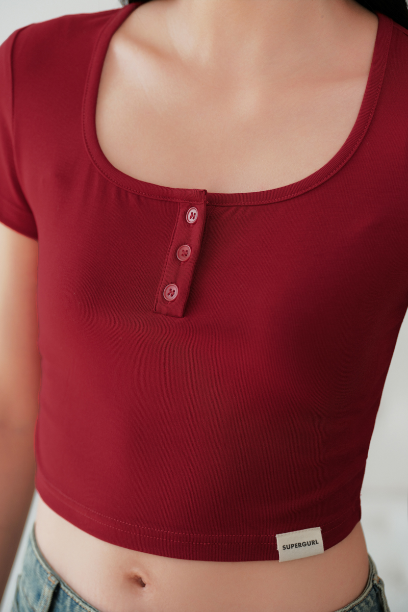 SADIE SQUARE NECK TOP (RED)