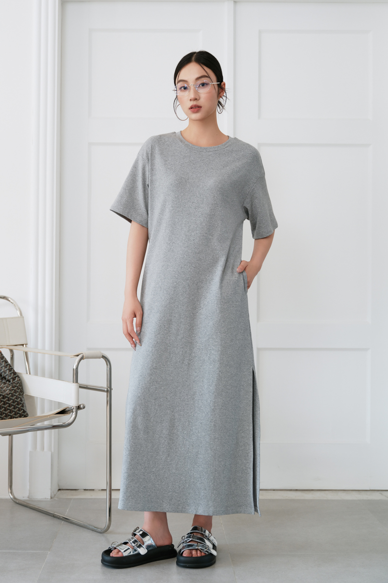 OLLIE OVERSIZED DRESS (HEATHER GREY)