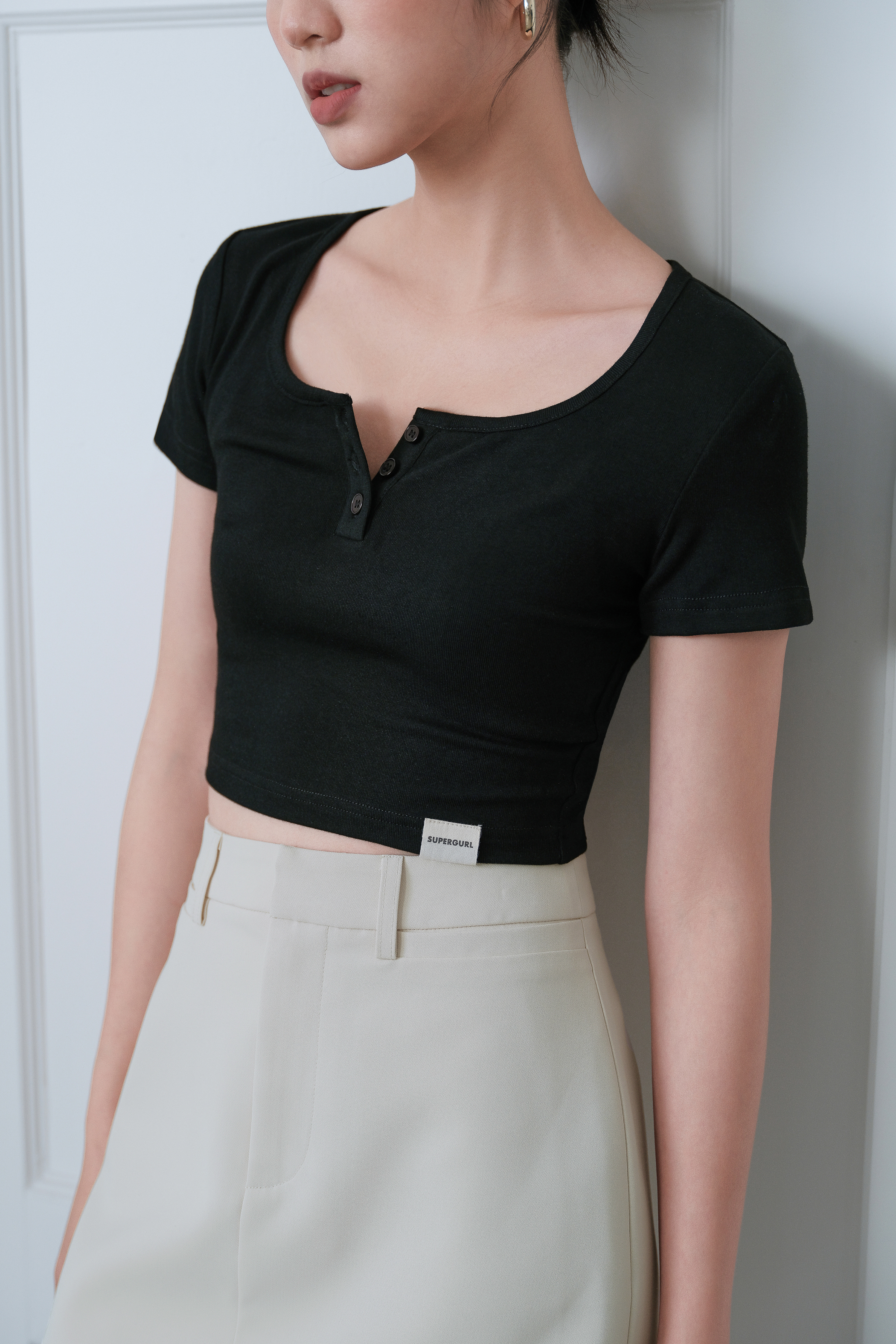 SADIE SQUARE NECK TOP (BLACK)