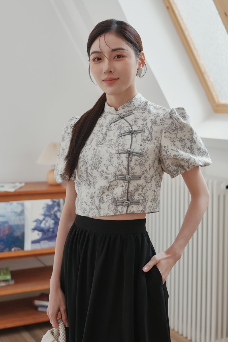 SHU LIN QIPAO TOP (GREY)