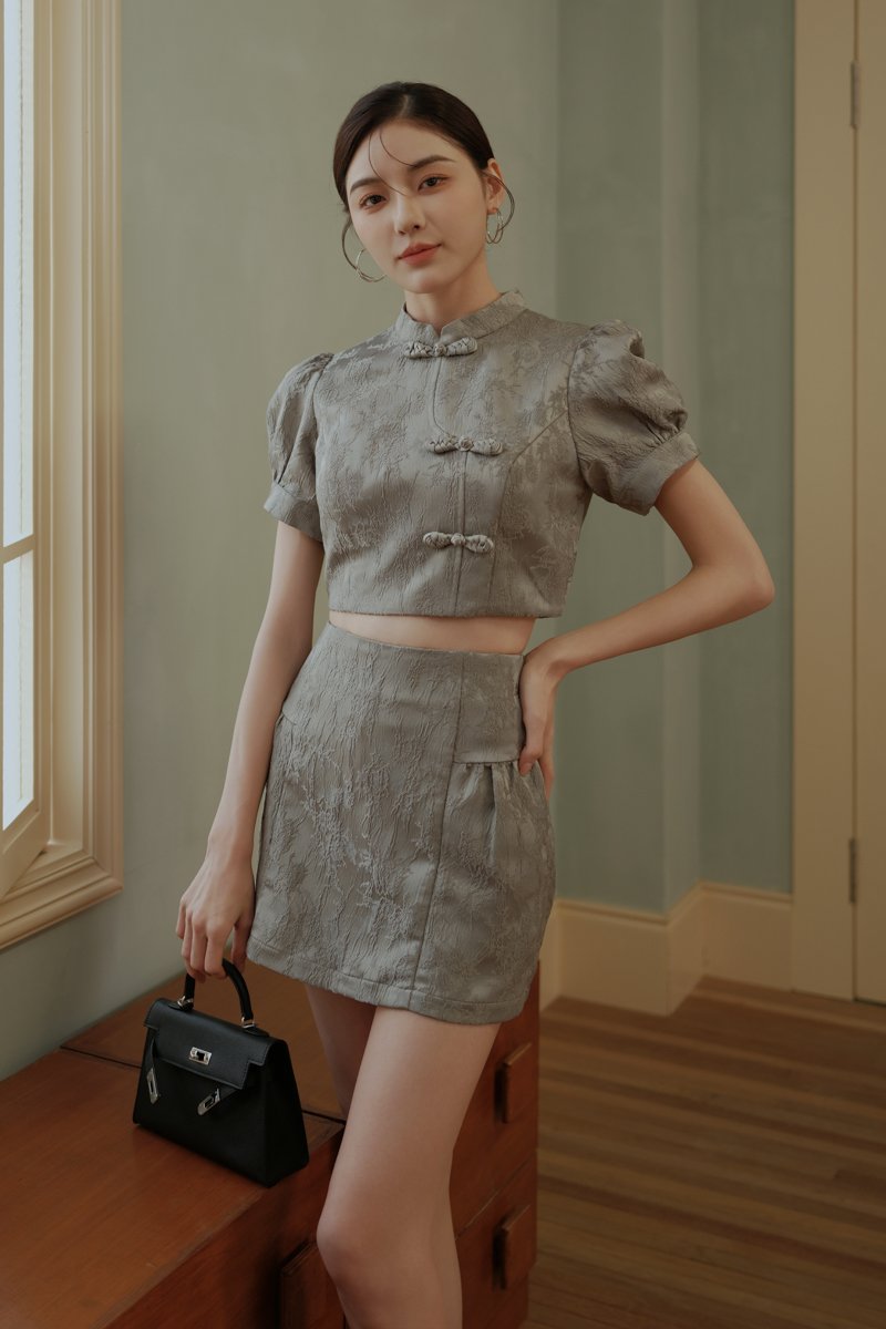 ZIZI QIPAO TOP (GUNMETAL)