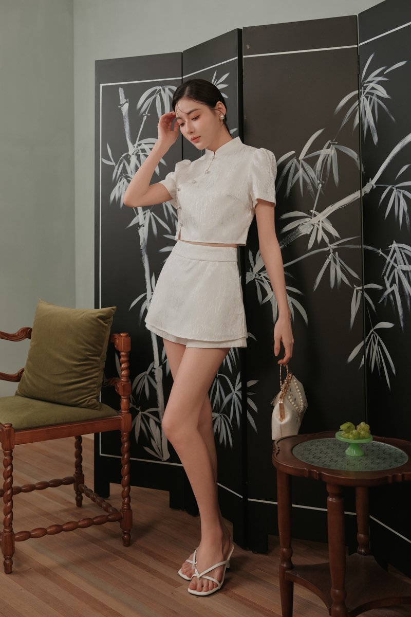 SHAN SHAN QIPAO TOP (WHITE)