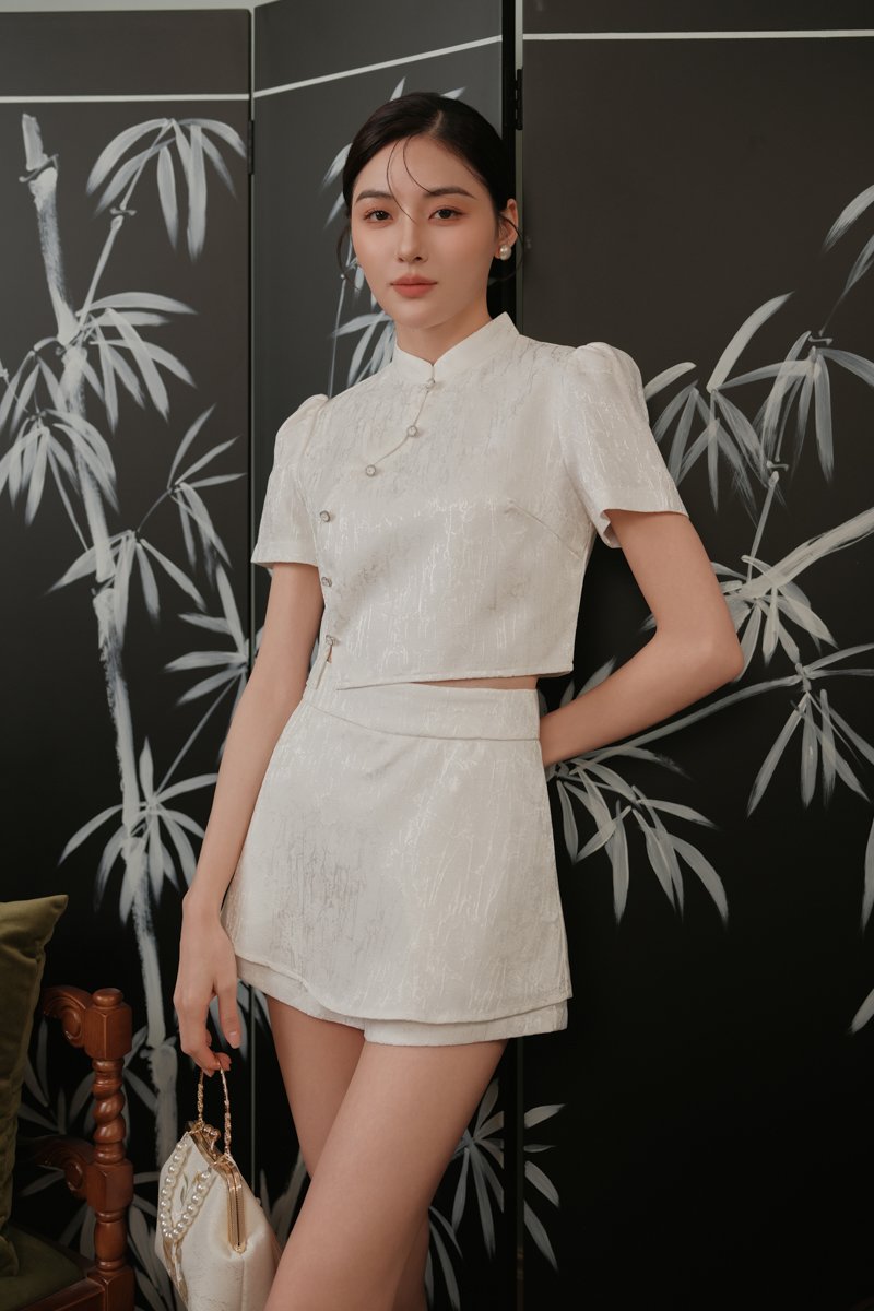 SHAN SHAN QIPAO TOP (WHITE)