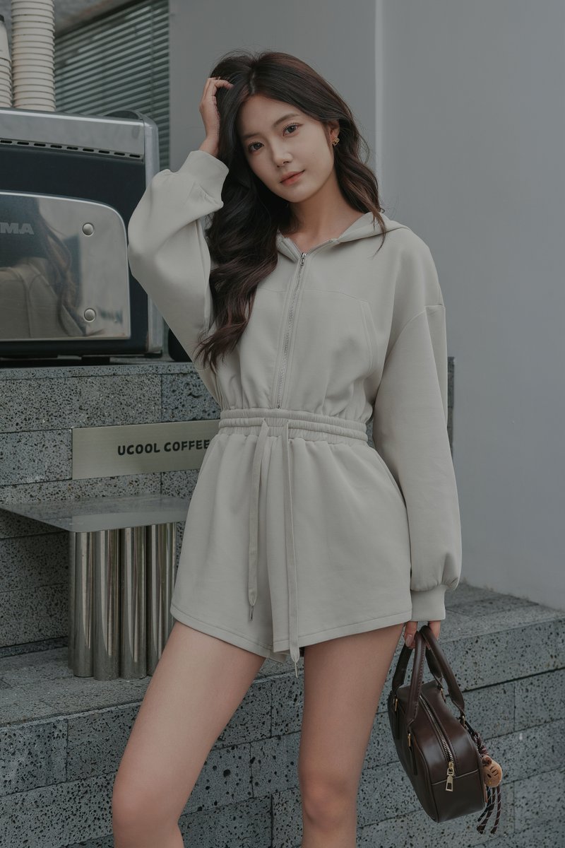 HAILEY HOODIE ROMPER (COTTON GREY)