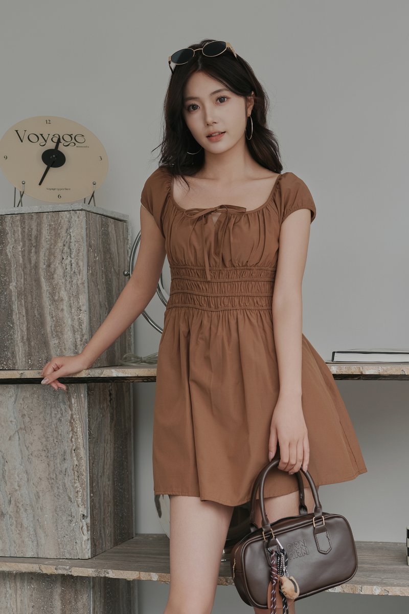 PERRO PADDED SKORTS DRESS (BROWN)