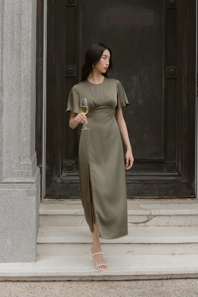 TRICIA TRIANGLE BACK DRESS (DARK GREEN)