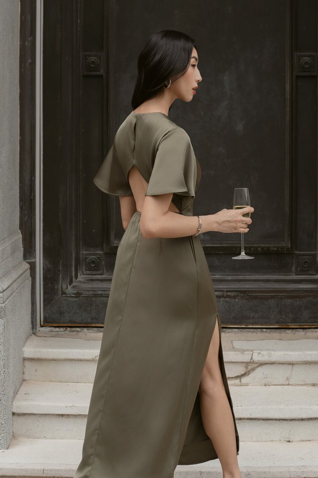 TRICIA TRIANGLE BACK DRESS (DARK GREEN)