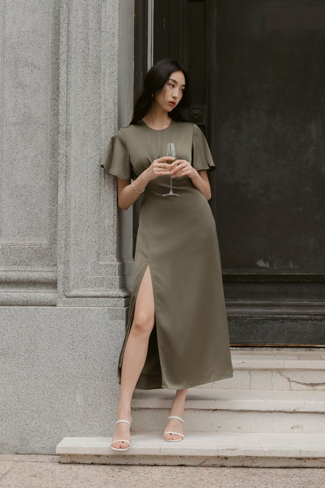 TRICIA TRIANGLE BACK DRESS (DARK GREEN)