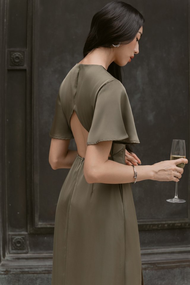 TRICIA TRIANGLE BACK DRESS (DARK GREEN)