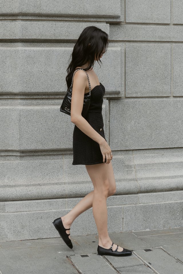 TALA TWEED PADDED SKORTS DRESS (BLACK)