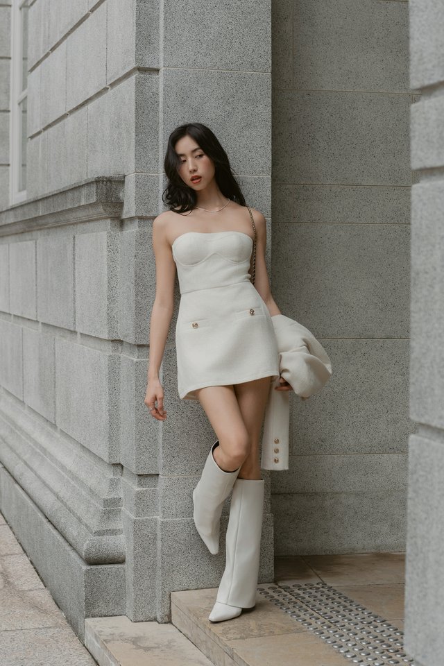TALA TWEED PADDED SKORTS DRESS (IVORY)