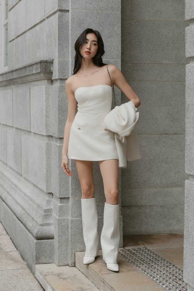 TALA TWEED PADDED SKORTS DRESS (IVORY)