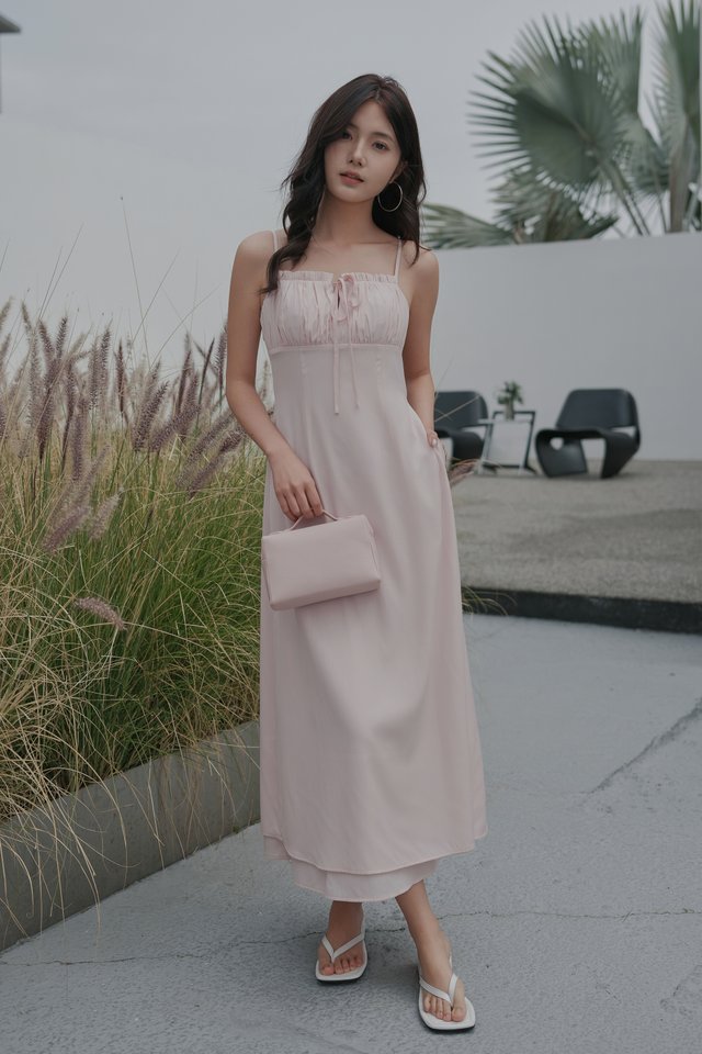 FINELLA FRILLS PADDED DRESS (LIGHT PINK)