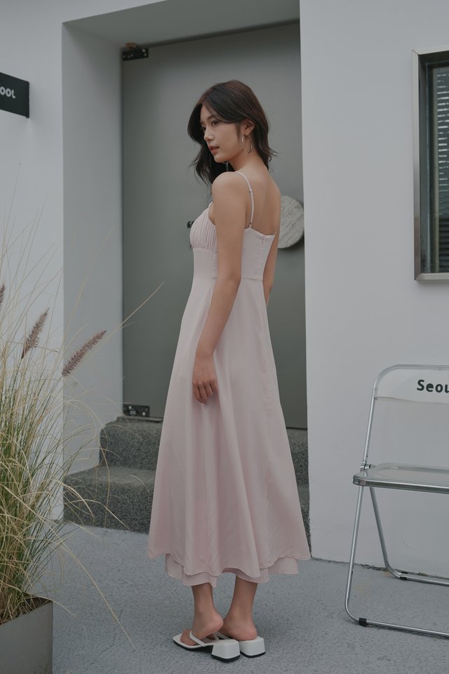 FINELLA FRILLS PADDED DRESS (LIGHT PINK)