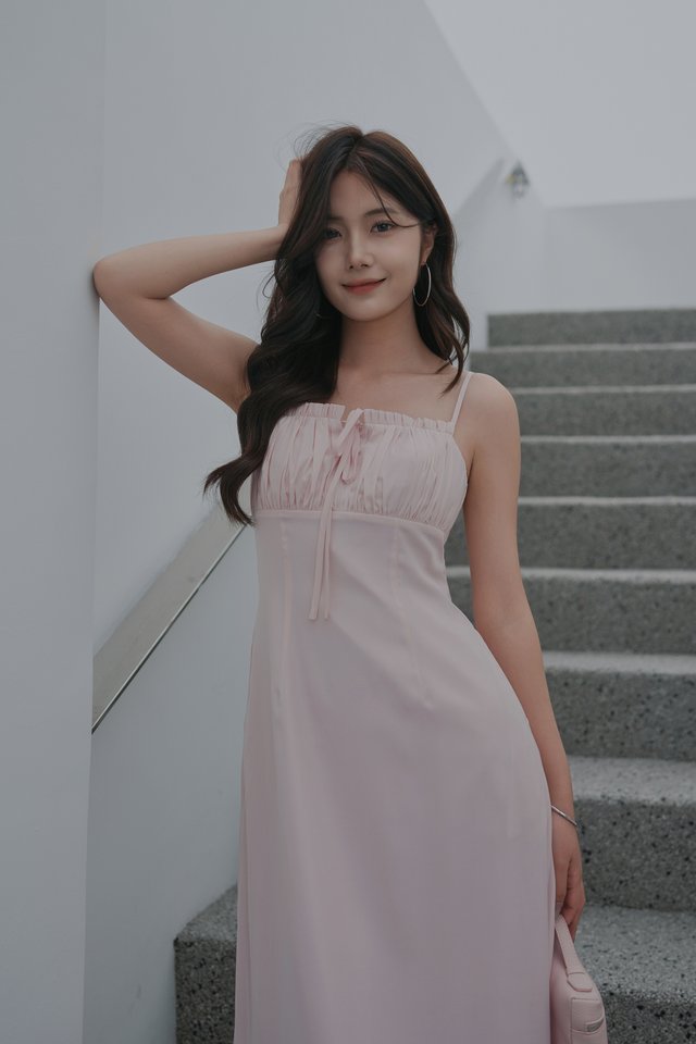 FINELLA FRILLS PADDED DRESS (LIGHT PINK)