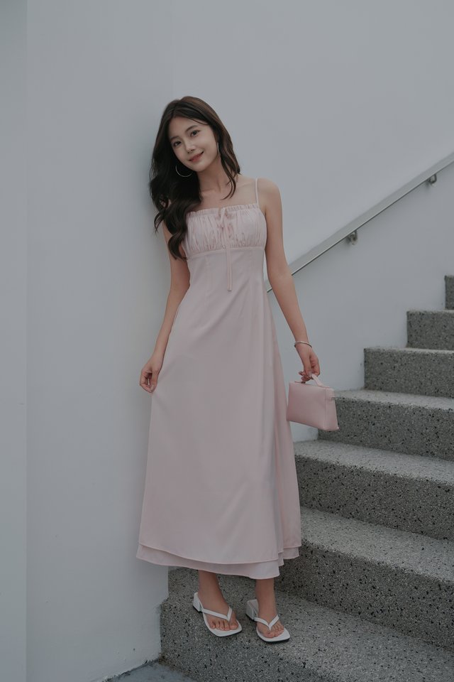 FINELLA FRILLS PADDED DRESS (LIGHT PINK)