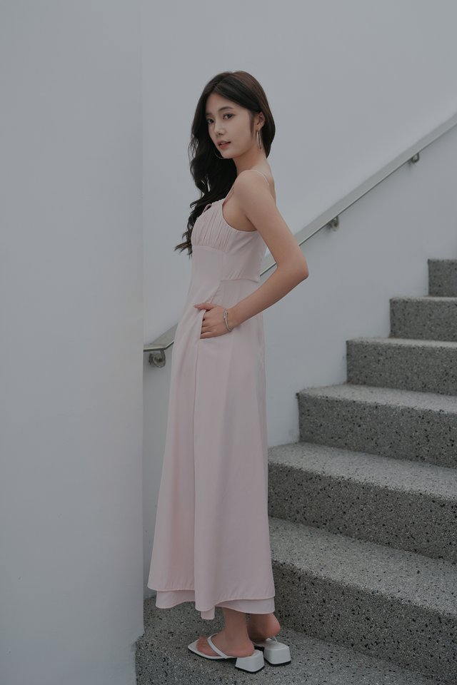 FINELLA FRILLS PADDED DRESS (LIGHT PINK)