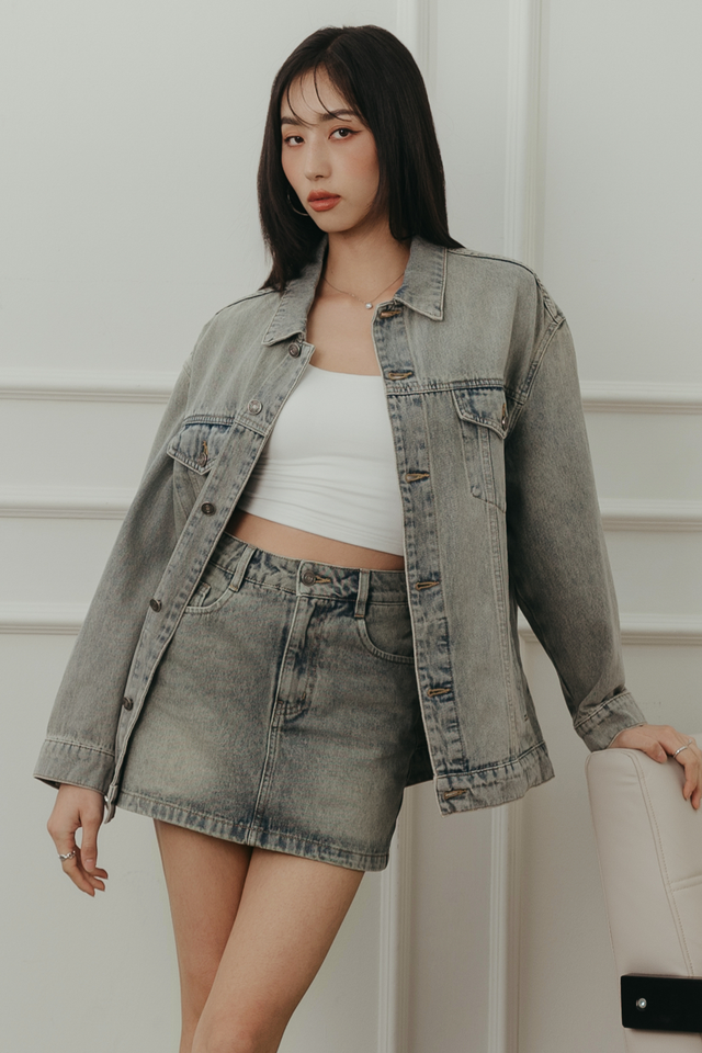 *BACKORDER* DAVID DENIM BOYFRIEND JACKET (VINTAGE WASH)