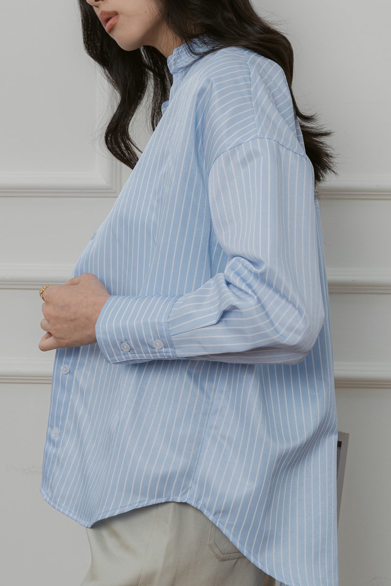 SHAUN STRIPE BOYFRIEND SHIRT (BLUE) | SuperGurl SHAUN STRIPE BOYFRIEND SHIRT (BLUE) | SuperGurl