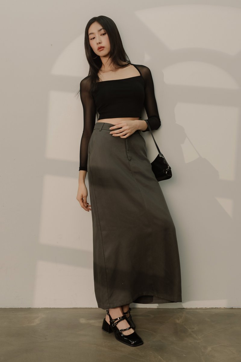 SILAS STRAIGHT MAXI SKIRT (BLACK FOX)