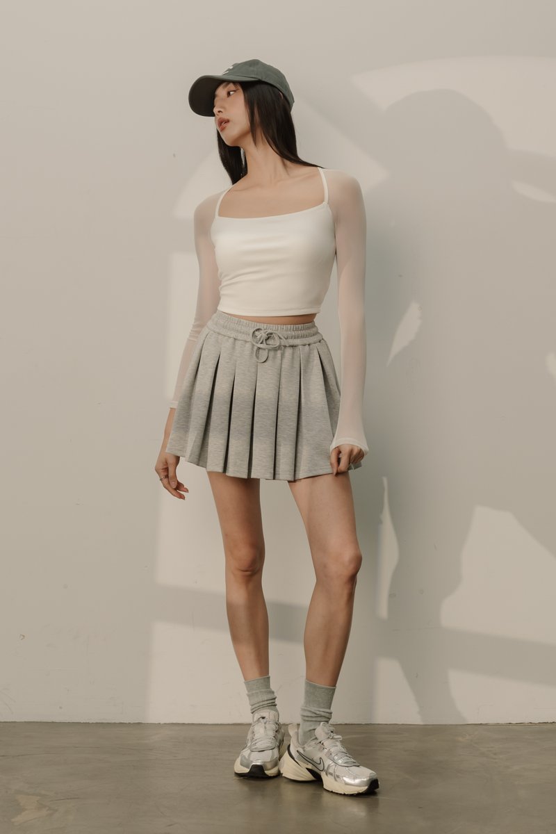 ATHLEISURE PLEATED SKORTS (HEATHER GREY)