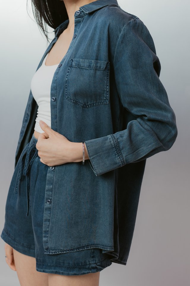 *BACKORDER* DALE DENIM RUNNER SHORTS (DARK BLUE)