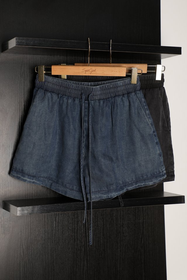 *BACKORDER* DALE DENIM RUNNER SHORTS (DARK BLUE)