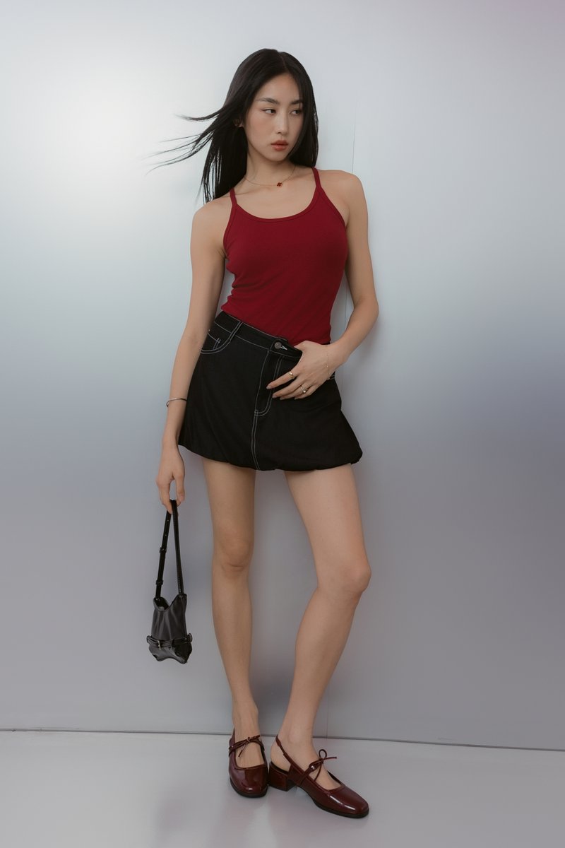CONTRAST BUBBLE SKORTS (BLACK)