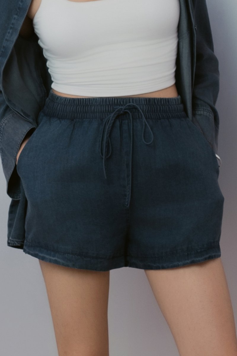 DALE DENIM RUNNER SHORTS (DARK BLUE)