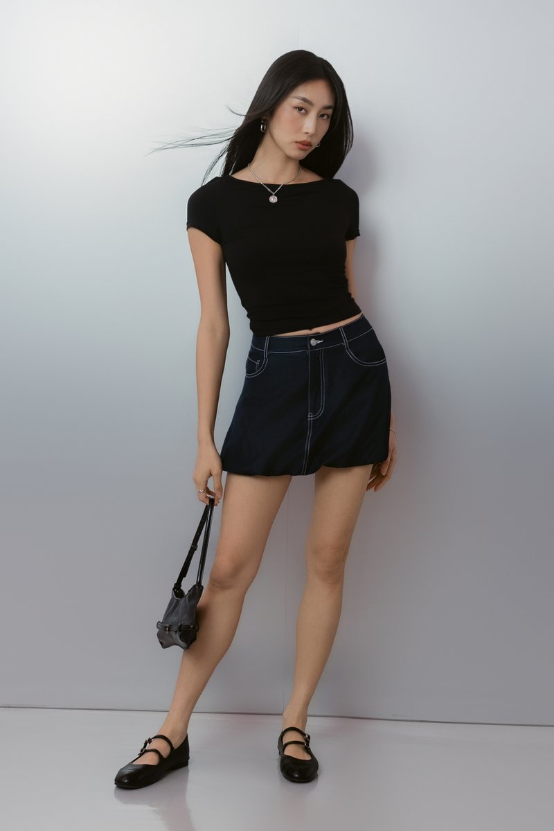 CONTRAST BUBBLE SKORTS (DARK BLUE)