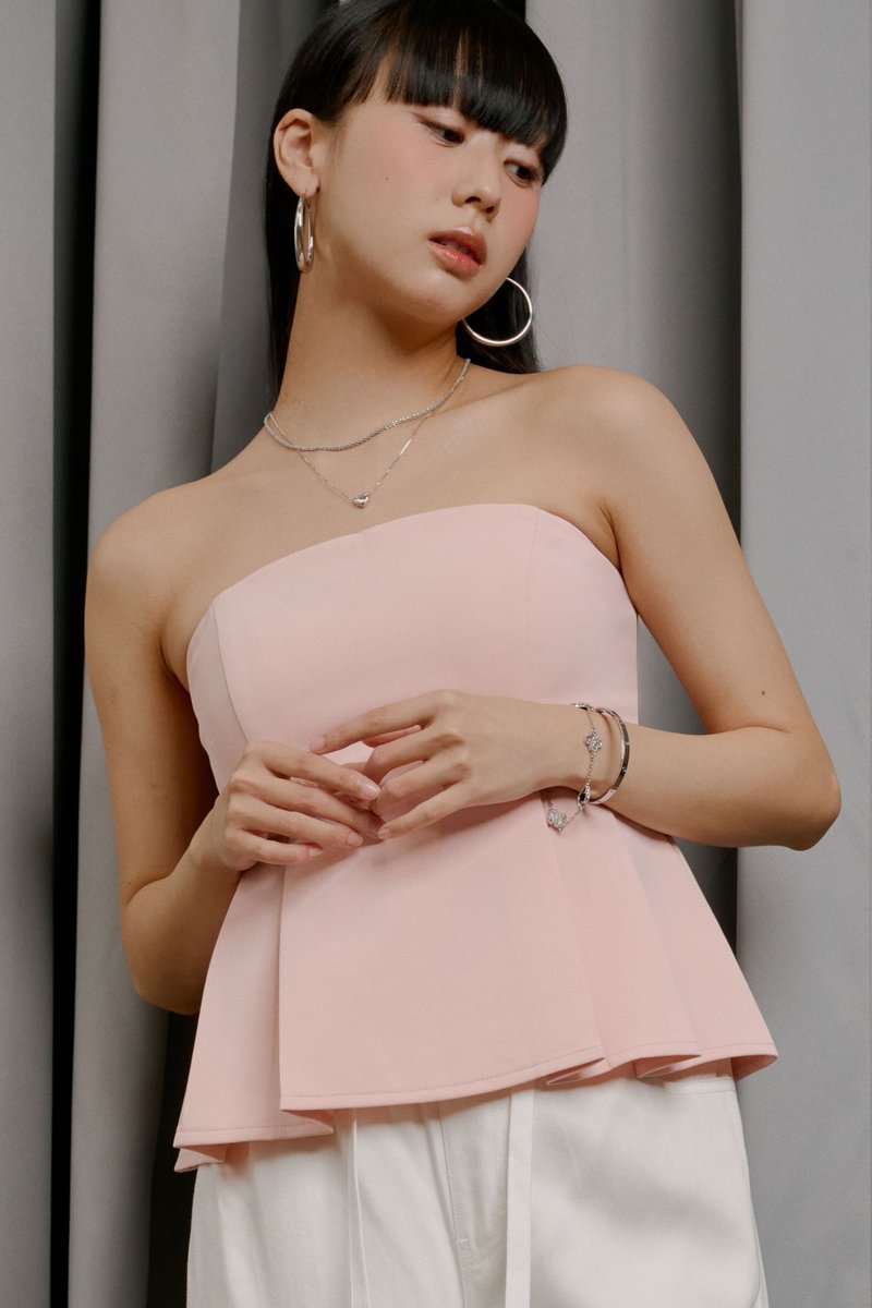 POSIE PLEATED PADDED TUBE TOP (PINK)
