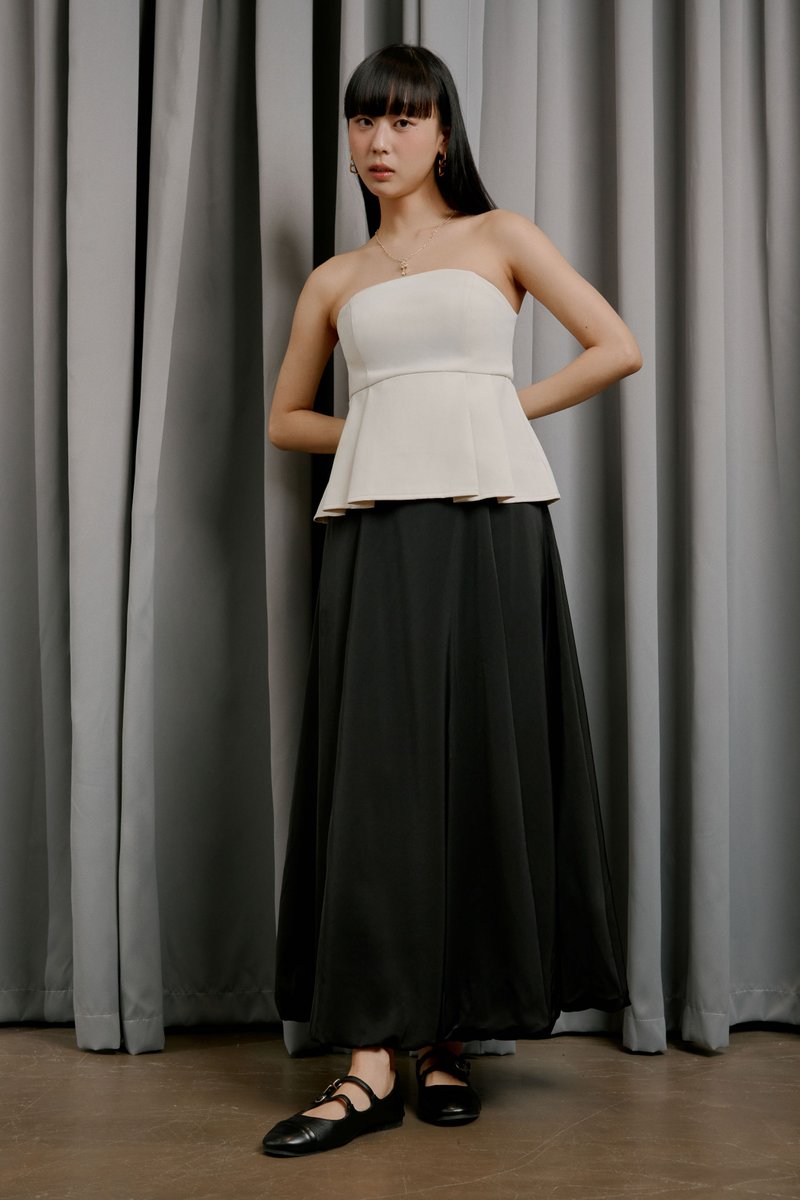 POSIE PLEATED PADDED TUBE TOP (COTTON GREY)