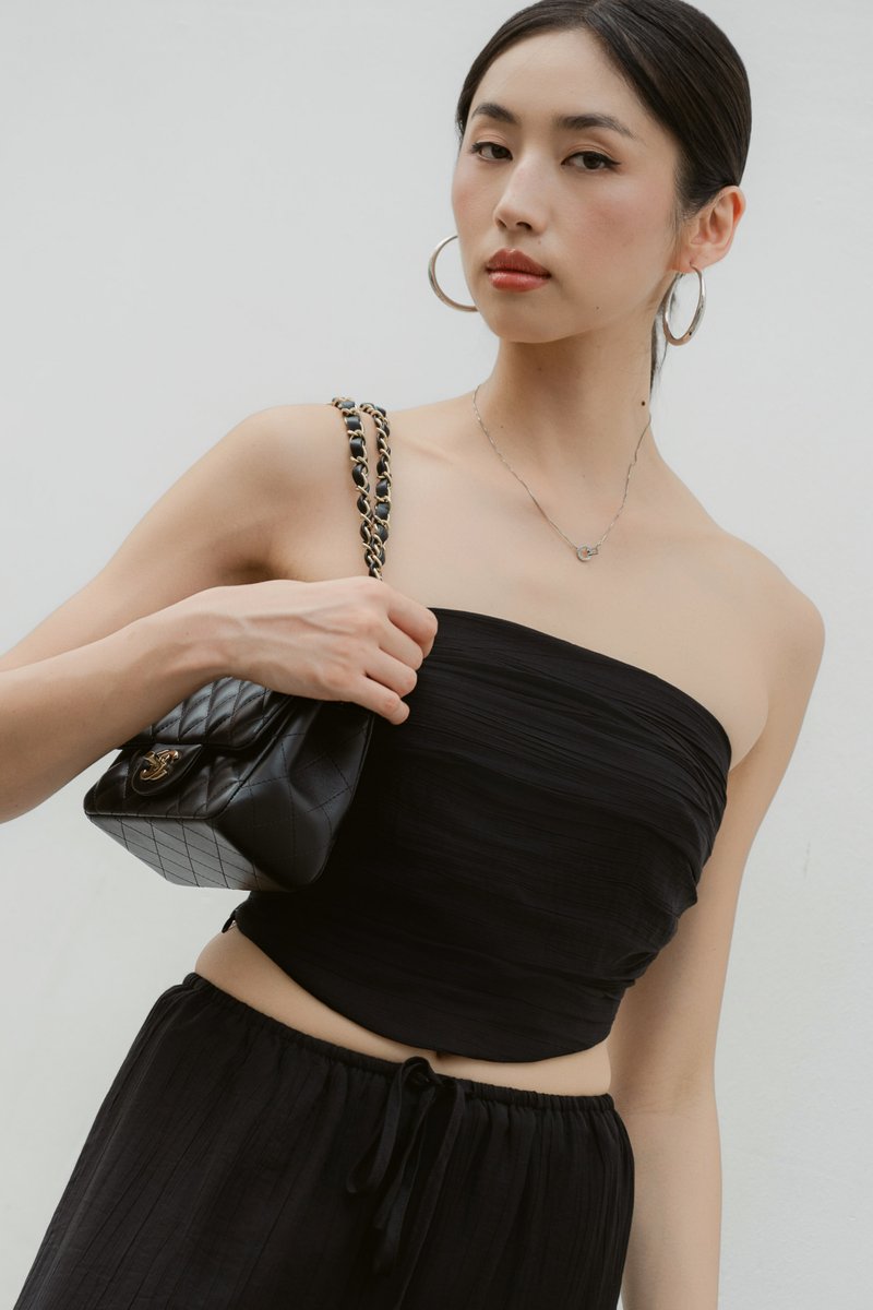 TITO TEXTURED PADDED TUBE TOP (BLACK)