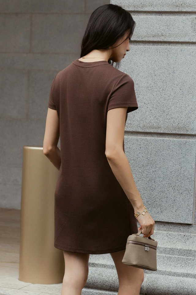 SHEELA SHORT SLEEVE DRESS (BROWN)