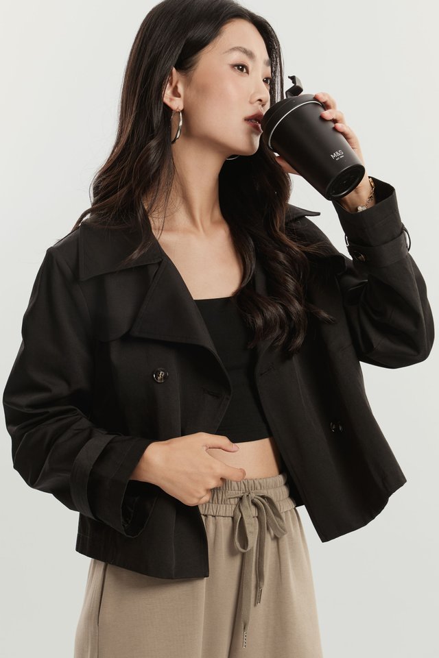 TEENA TRENCH CROP JACKET (BLACK)