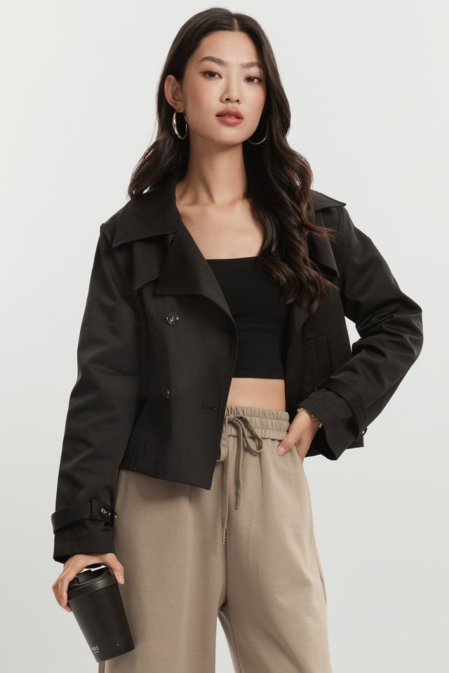 TEENA TRENCH CROP JACKET (BLACK)