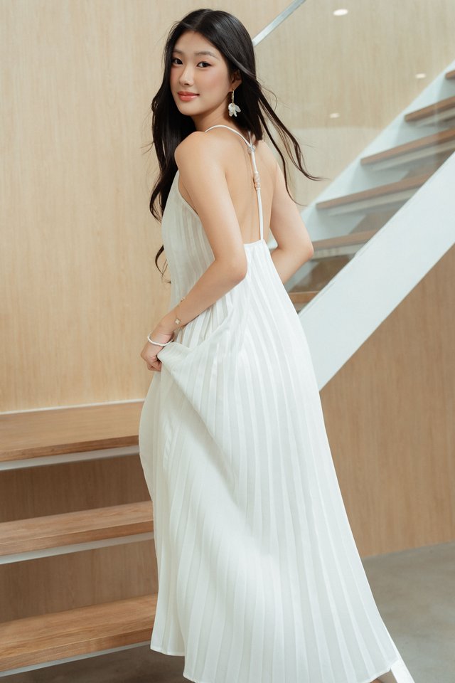 BARETT BEADED PLEATED MAXI (WHITE)