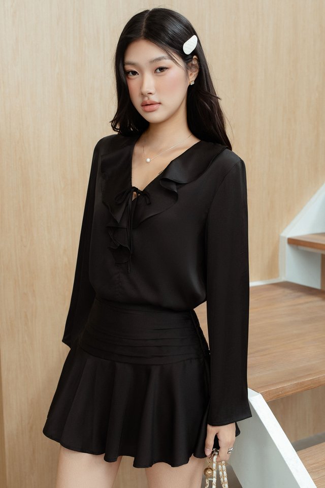 RONNA RUFFLE BLOUSE (BLACK)