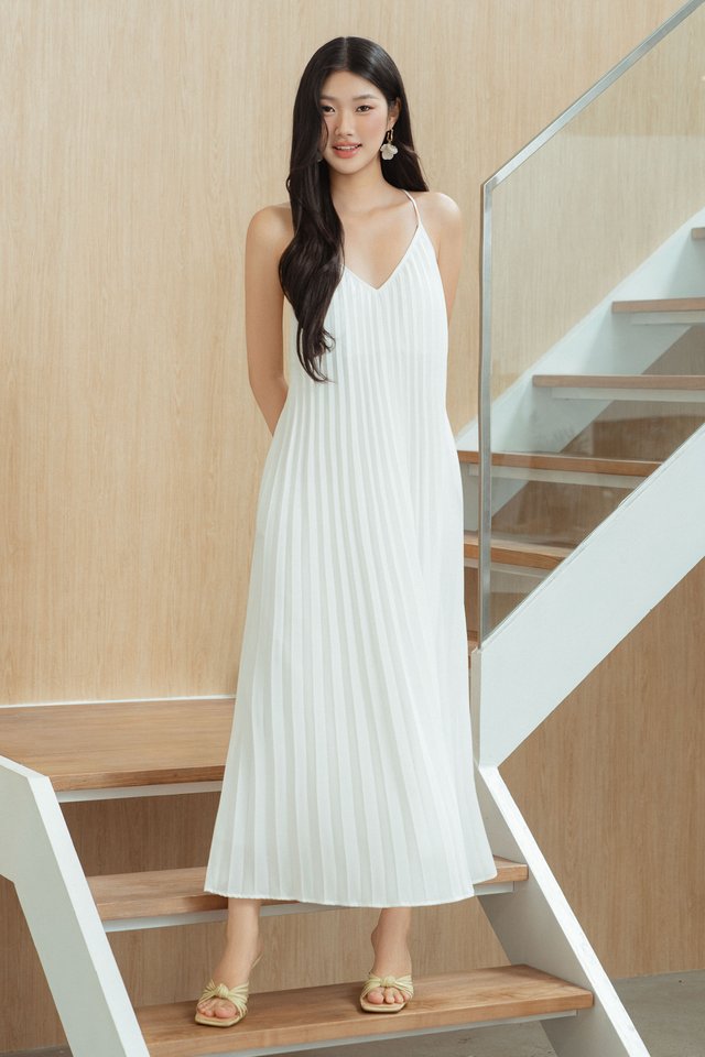 BARETT BEADED PLEATED MAXI (WHITE)