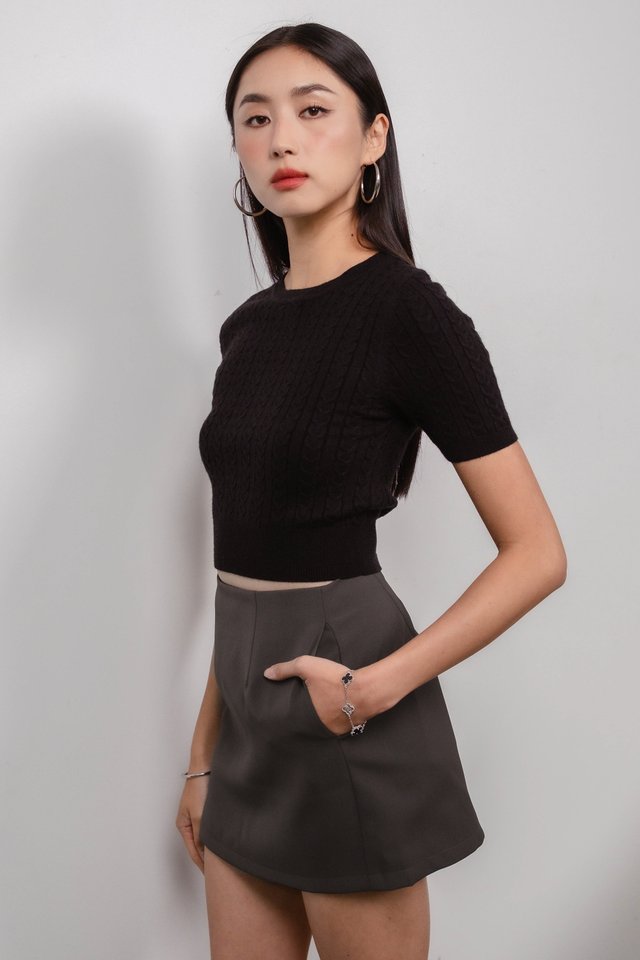 TIPPY THIGH SLIT SKORTS (GUNMETAL GREY)