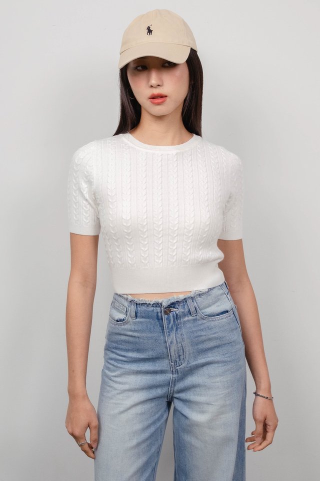 CHEVRON KNIT TOP (WHITE)