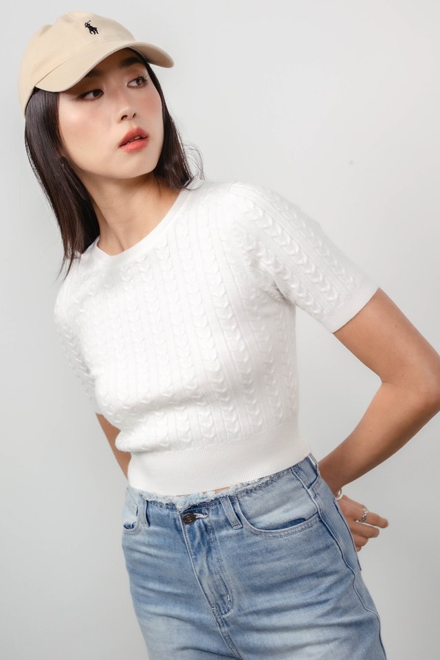 CHEVRON KNIT TOP (WHITE)