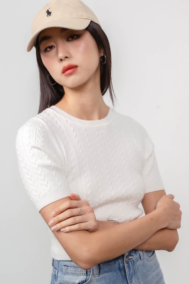 CHEVRON KNIT TOP (WHITE)