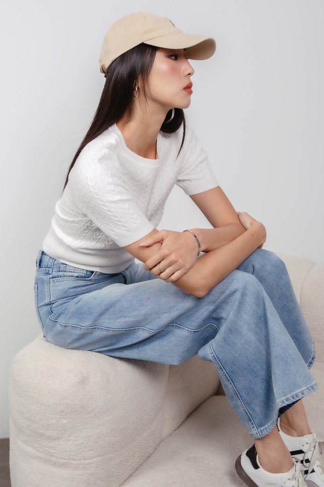 CHEVRON KNIT TOP (WHITE)