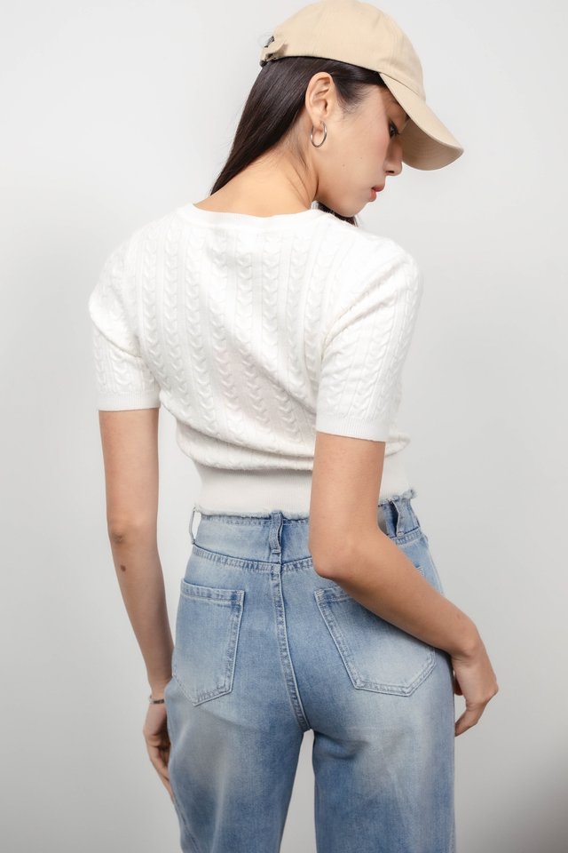 CHEVRON KNIT TOP (WHITE)