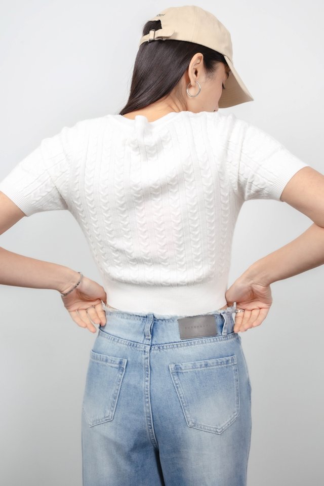 CHEVRON KNIT TOP (WHITE)