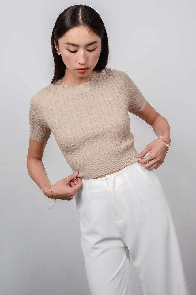 CHEVRON KNIT TOP (OAT)