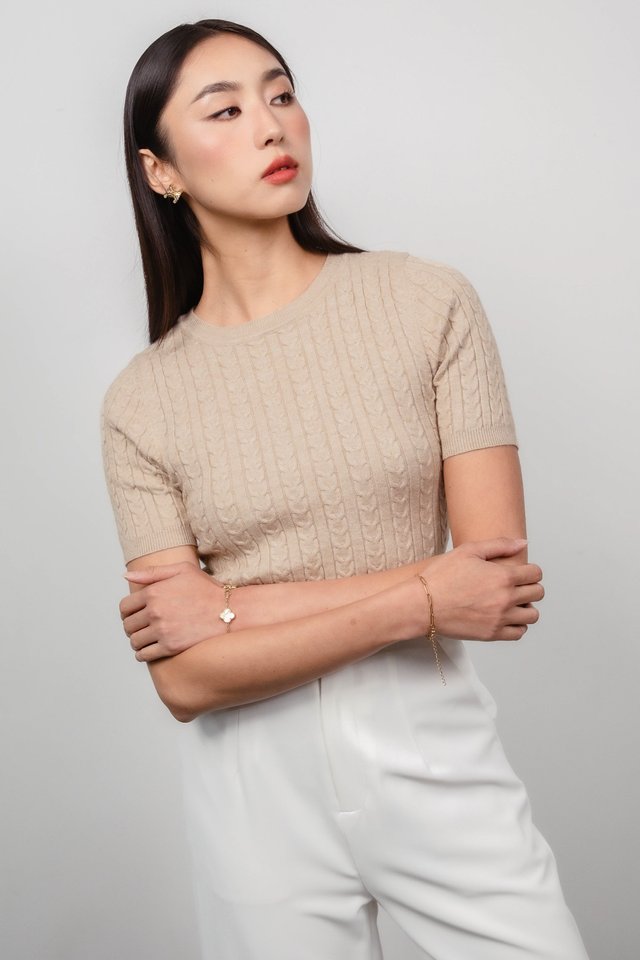 CHEVRON KNIT TOP (OAT)