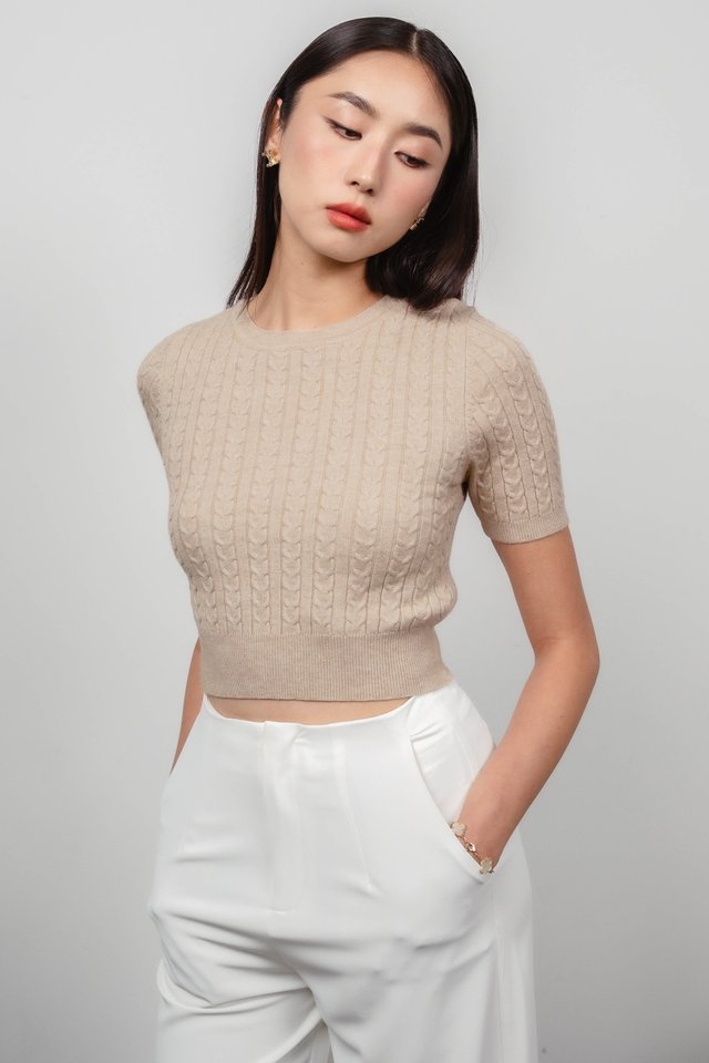 CHEVRON KNIT TOP (OAT)